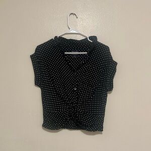 Abercrombie & Fitch Polka Dot Black Front Tie Blouse Size S